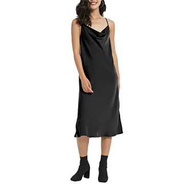Elegant SUPESU Satin Midi Slip Dress - Versatile Styles