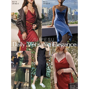 Elegant SUPESU Satin Midi Slip Dress for All Occasions