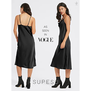 Elegant SUPESU Satin Midi Slip Dress for All Occasions