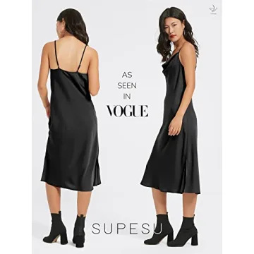 Elegant SUPESU Satin Midi Slip Dress for All Occasions