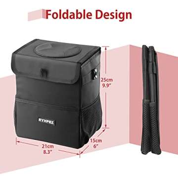 Ryhpez Car Trash Can with Lid - Car Trash Bag Hanging with Storage Pockets Collapsible and Portable ...