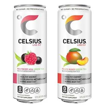 CELSIUS Fitness Drink Non-Carbonated 2-Flavor Variety Pack, Zero Sugar, 12oz. Slim Can, 12 Pack