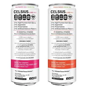 CELSIUS Fitness Drink Non-Carbonated 2-Flavor Variety Pack, Zero Sugar, 12oz. Slim Can, 12 Pack
