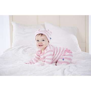 KicKee Pants Print Classic Ruffle Footie with Snaps (6-9 Months, Essentials Lotus Stripe)