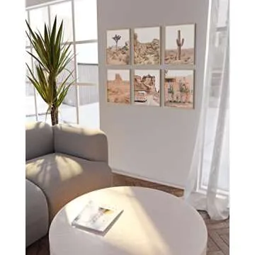 HAUS AND HUES Desert Succulent Wall Art - Botanical Prints Set of 6, Botanical and Cactus Art Prints Wall Art, Cactus Art Wall Decor, Botanical Art Set Kitchen Prints (Beige Frame, 11x14)