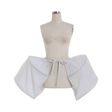 DUNHAO COS Women's White Crinoline Pannier Underskirt Victorian Dress (2 Hoops Double Pannier)