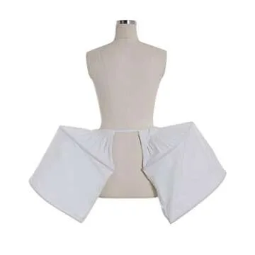 DUNHAO COS Women's White Crinoline Pannier Underskirt Victorian Dress (2 Hoops Double Pannier)