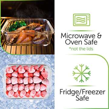 PrepNaturals 10 Pack Glass Food Storage Containers with Lids - Leakproof Glass Meal Prep Containers - Bento Box for Lunch - Dishwasher, Microwave, Oven & Freezer Safe (Multi-Compartment)