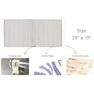 Bazaar Anatolia Hand Towels Set of 4 - 100% Cotton, Striped