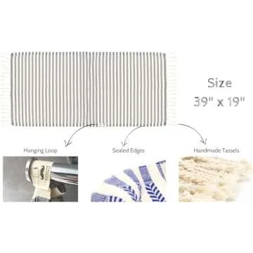 Bazaar Anatolia Hand Towels Set of 4 - 100% Cotton, Striped