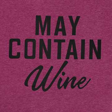 May Contain Wine T Shirt Alcohol Shirts Womens Letter Print Tops Funny Drinking Shirt Casual Short Sleeve Graphic Tees Top (Burgundy, S)