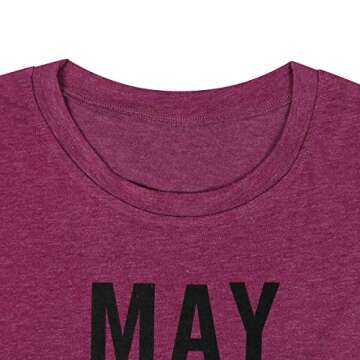 May Contain Wine T Shirt Alcohol Shirts Womens Letter Print Tops Funny Drinking Shirt Casual Short Sleeve Graphic Tees Top (Burgundy, S)