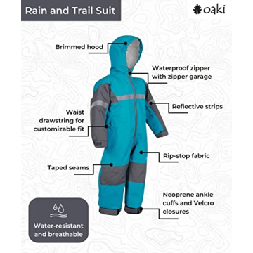 OAKI Tough and Durable Toddler Rain Suit - Celestial Blue