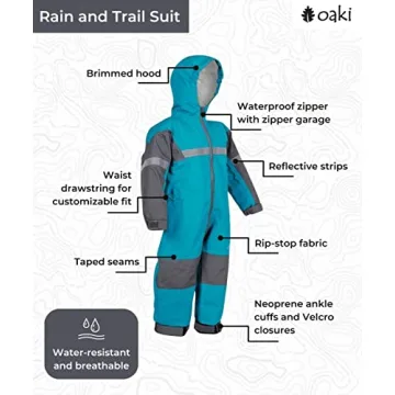 OAKI Tough and Durable Toddler Rain Suit - Celestial Blue