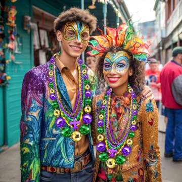 20 Pcs Mardi Gras Beads Necklaces with 49.6" Jumbo Balls Necklace Assorted Carnival Necklace Bulk Purple Green Gold Metallic Beaded Decorations Mardi Gras Accessory Parades Party Favor for Kids Women