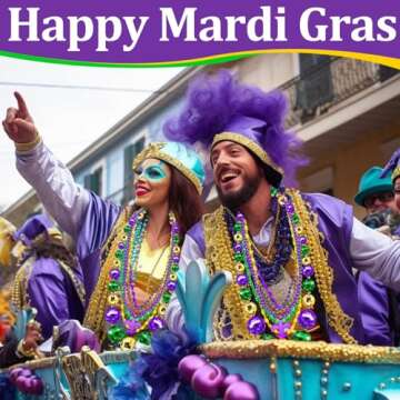 20 Pcs Mardi Gras Beads Necklaces with 49.6" Jumbo Balls Necklace Assorted Carnival Necklace Bulk Purple Green Gold Metallic Beaded Decorations Mardi Gras Accessory Parades Party Favor for Kids Women