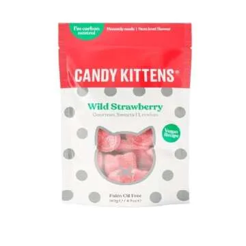 CANDY KITTENS New Flavor Vegan Gummy Candy 4.4oz (Wild Strawberry, 2 Pack)
