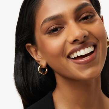 Ana Luisa Tia Gold Hoop Earrings - 14K Gold Plated Trendy, Chunky Hoop Earrings - Hypoallergenic, Water-Resistant, Tarnish-Free Earrings - Ana Luisa Jewelry Earrings - Valentine's Day Gifts for Her