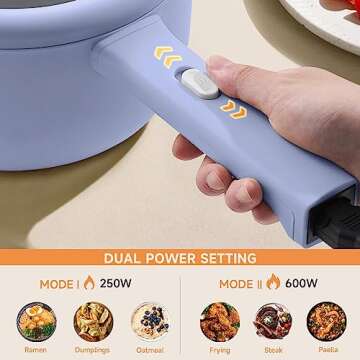 Dezin Electric Cooker, 2L Non-Stick Sauté Pan, Rapid Noodles Cooker, Mini Pot for Steak, Egg, Fried...