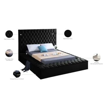 Meridian Furniture Bliss Velvet Bed with Storage