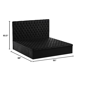 Meridian Furniture Bliss Velvet Bed with Storage