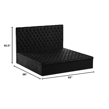 Meridian Furniture Bliss Velvet Bed with Storage