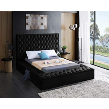 Meridian Furniture Bliss Velvet Bed with Storage