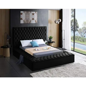 Meridian Furniture Bliss Velvet Bed with Storage