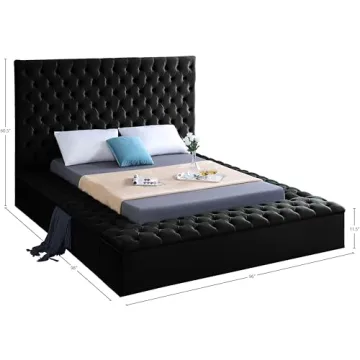 Meridian Furniture Bliss Velvet Bed with Storage