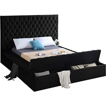 Meridian Furniture Bliss Velvet Bed with Storage