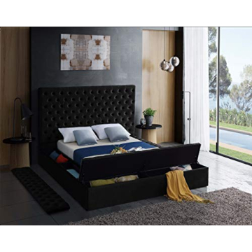 Meridian Furniture Bliss Velvet Bed with Storage