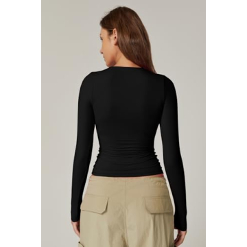 Flattering QINSEN Long Sleeve Square Neck Top for Women