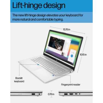 HP 17.3-inch Laptop, 11th Generation Intel Core i5-1135G7, Intel Iris Xe Graphics, 8 GB RAM, 512 GB SSD, Windows 11 Home (17.3-cn0026nr,Natural Silver)