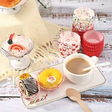 Patelai 600 Pieces Valentine's Day Cupcake Liners Baking Cups Wrappers Disposable Nonstick cake Cups for Valentine Wedding Holiday Anniversary