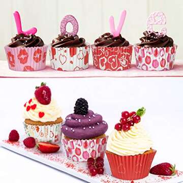 Patelai 600 Pieces Valentine's Day Cupcake Liners Baking Cups Wrappers Disposable Nonstick cake Cups for Valentine Wedding Holiday Anniversary