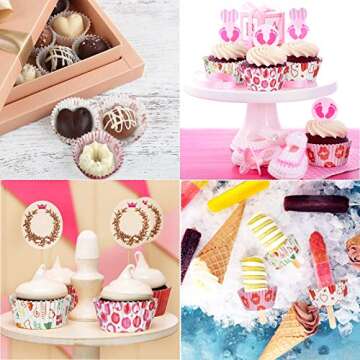 Patelai 600 Pieces Valentine's Day Cupcake Liners Baking Cups Wrappers Disposable Nonstick cake Cups for Valentine Wedding Holiday Anniversary