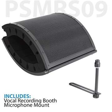 PyleUsa Mini Portable Vocal Recording Booth - Use with Standard Microphone,Isolation Noise Filter Reflection Shield for Studio Quality Audio - Dual Acoustic Foam Soundproof Panel PSMRS09 Black