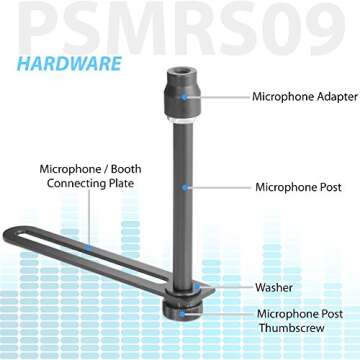 PyleUsa Mini Portable Vocal Recording Booth - Use with Standard Microphone,Isolation Noise Filter Reflection Shield for Studio Quality Audio - Dual Acoustic Foam Soundproof Panel PSMRS09 Black