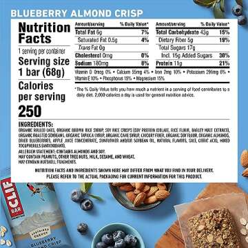 CLIF BAR Blueberry Almond Crisp - Non-GMO Plant-Based Energy