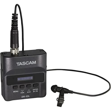 TASCAM Micro Portable Digital Audio Recorder with Lavalier Microphone, 24-Bit/48 kHz BWAV File Forma...