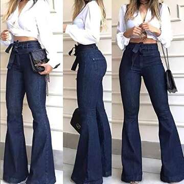 Stylish High Waisted Bell Bottom Jeans for Women