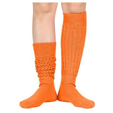Zmart Orange Slouch Socks for Women - Retro Style and Comfort