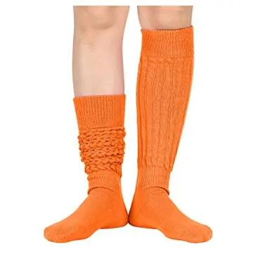 Zmart Orange Slouch Socks for Women - Retro Style and Comfort