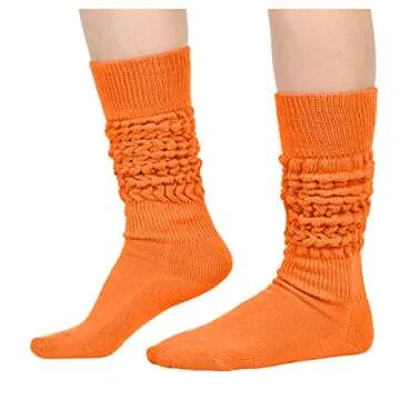 Zmart Orange Slouch Socks for Women - Retro Style and Comfort