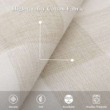 decorUhome Buffalo Plaid Check Spring Throw Pillow Covers 22x22 Set of 2, Outdoor Decorative Farmhouse Pillow Covers with Stitched Edge for Bed Couch Sofa, Cream White and Beige