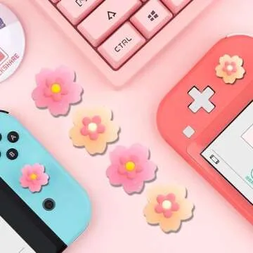 Cute Sakura Switch Joycon Thumb Grip Caps for Gamers