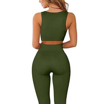 QINSEN Women's Yoga Pants Bodycon 2 Piece Outfit in Army Green