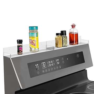 WUIVIUT Acrylic Self Adhesive Shelf for Kitchen Stove Top, 30'' Clear Kitchen Storage Organization