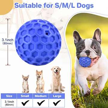 DISSKNIC Indestructible Squeaky Dog Ball, Relieves Anxiety, Cleans Teeth, Interactive Chew Toy for A...