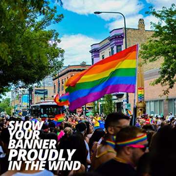 Anley Fly Breeze 3x5 Foot Rainbow Pride Flag - Vivid Color and Fade proof - Canvas Header and Double Stitched - Gay LGBT Pride Day Month Parade LGBTQ Community Banner Flags with Brass Grommets